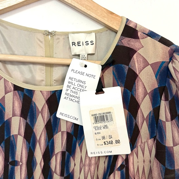 NWT REISS Estelle Kaleidoscope Print Dress Long Sleeve Fit & Flare Women’s 4 - Picture 4 of 7
